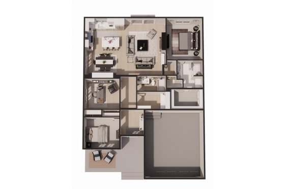 Floor Plan - Main Floor 1 for Craftsman House Plan #51-1530 - 3 bed, 2 bath