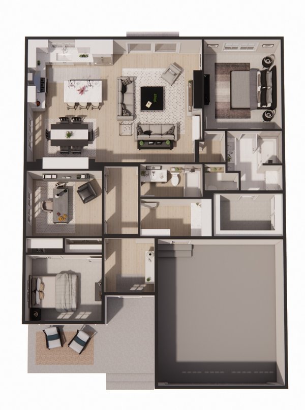 Floor Plan - Main Floor 1 for Craftsman House Plan #51-1530 - 3 bed, 2 bath