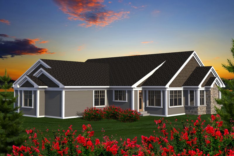 House Design - Exterior - Rear Elevation for Ranch House Plan #70-1202 - 4 bed, 3 bath