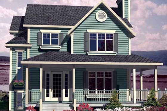 Exterior - Front Elevation for Farmhouse House Plan #138-292 - 3 bed, 1.5 bath