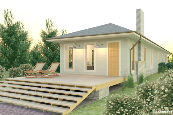 Exterior - Rear Elevation for Bungalow House Plan #926-2 - 2 bed, 2 bath