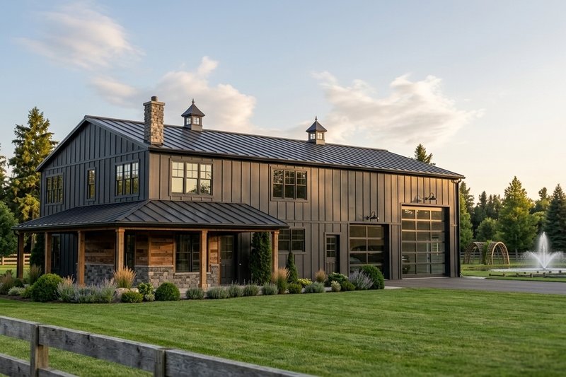 House Plan Design - Exterior - Front Elevation 2 for Barndominium House Plan #1064-149 - 3 bed, 2.5 bath