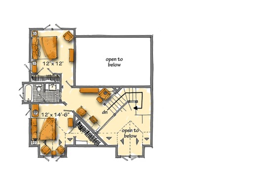Floor Plan - Upper Floor for Cabin House Plan #942-41 - 5 bed, 3.5 bath