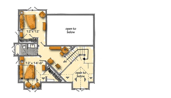 Home Plan - Cabin Floor Plan - Upper Floor Plan #942-41