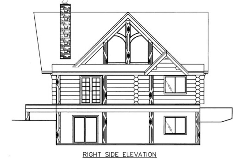 House Blueprint - Exterior - Other Elevation 1 for Log House Plan #117-604 - 2 bed, 2 bath