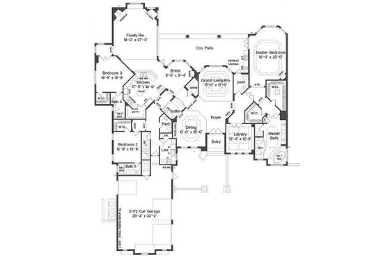Floor Plan - Main Floor for Mediterranean House Plan #135-146 - 3 bed, 3.5 bath