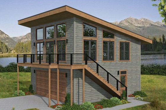 Two-Car Garage Plan with Living Space Above