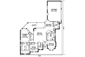 Floor Plan - Main Floor for European House Plan #84-253 - 3 bed, 3 bath