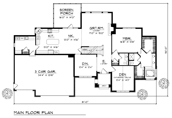 Dream House Plan - Traditional Floor Plan - Main Floor Plan #70-431