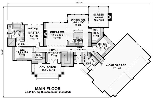 Craftsman Floor Plan - Main Floor Plan #51-583