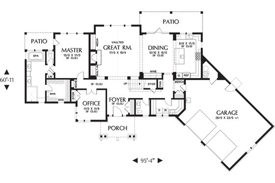 Floor Plan - Main Floor for Craftsman House Plan #48-655 - 3 bed, 2.5 bath
