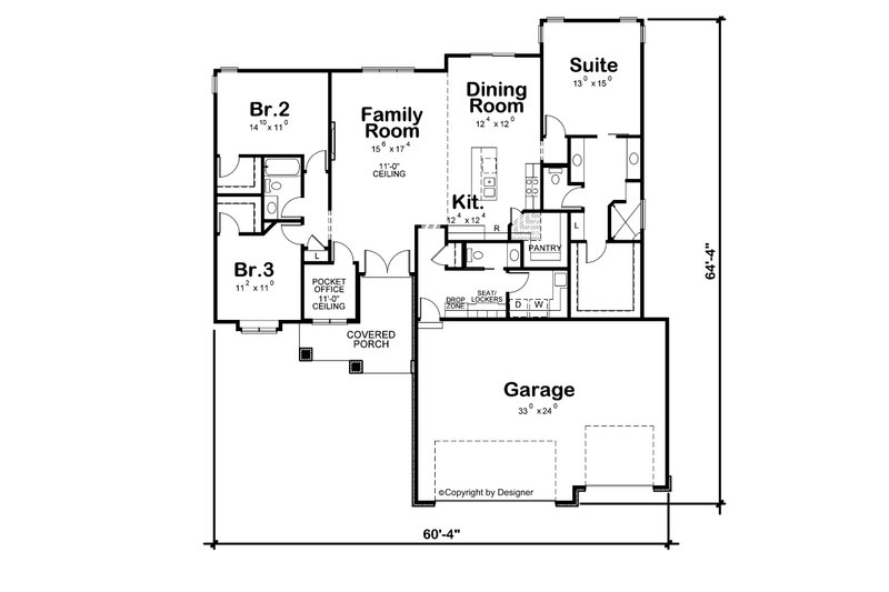 Dream House Plan - Floor Plan - Main Floor for Traditional House Plan #20-2490 - 3 bed, 2.5 bath