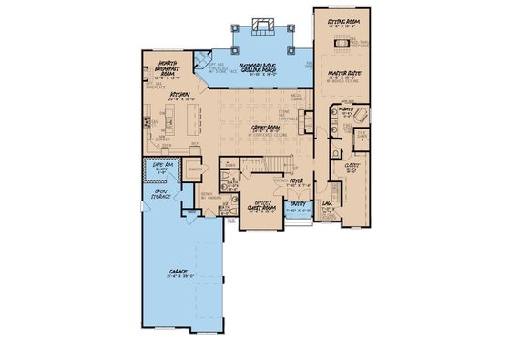 Floor Plan - Main Floor for European House Plan #923-31 - 4 bed, 3.5 bath