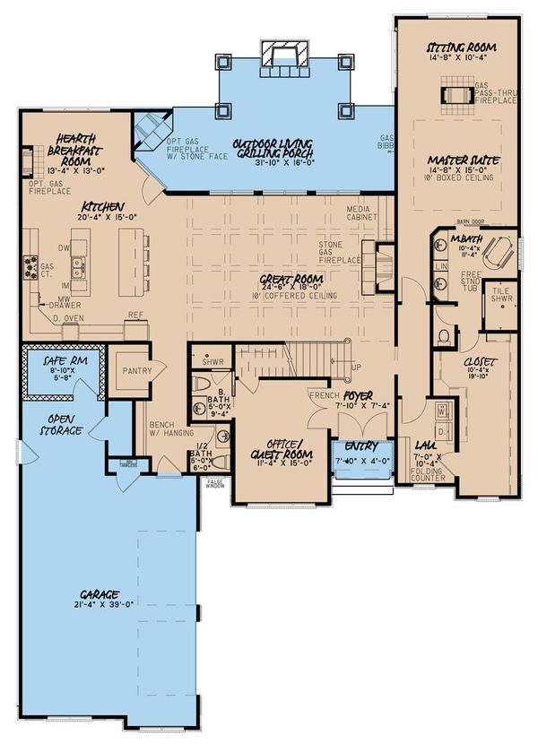 House Plan Design - European Floor Plan - Main Floor Plan #923-31