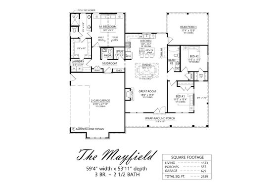 Floor Plan - Main Floor 1 for Farmhouse House Plan #1074-115 - 3 bed, 2.5 bath
