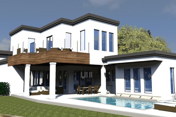 Exterior - Rear Elevation for Modern House Plan #548-40 - 3 bed, 3.5 bath