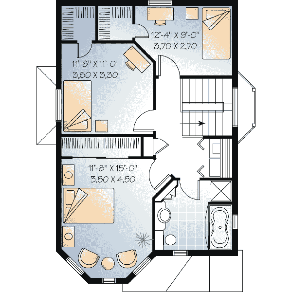 European Floor Plan - Upper Floor Plan #23-451