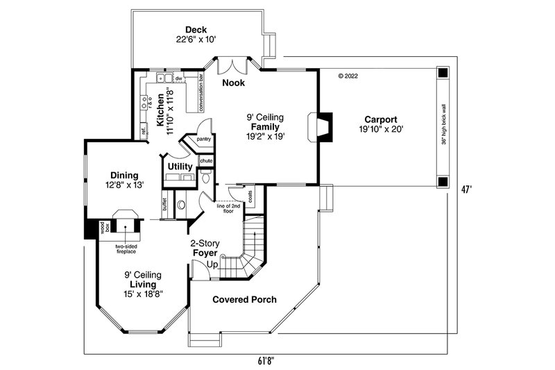 House Plan Design - Floor Plan - Main Floor for Farmhouse House Plan #124-113 - 3 bed, 2.5 bath