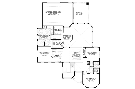 Floor Plan - Upper Floor for Mediterranean House Plan #420-168 - 5 bed, 5 bath
