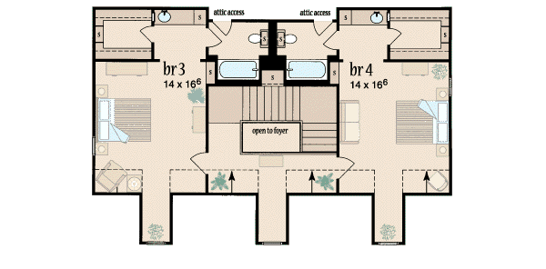 Traditional Floor Plan - Upper Floor Plan #36-244