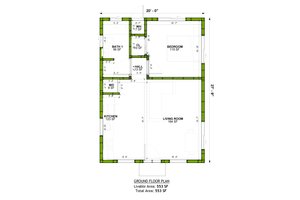 Floor Plan - Main Floor for Adobe / Southwestern House Plan #1106-130 - 1 bed, 1 bath