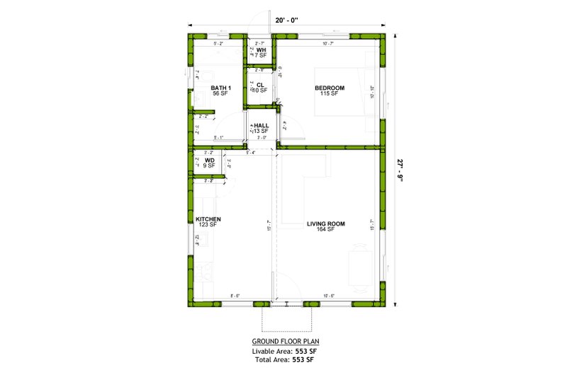House Plan Design - Floor Plan - Main Floor for Adobe / Southwestern House Plan #1106-130 - 1 bed, 1 bath