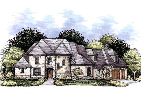 Exterior - Front Elevation for European House Plan #141-333 - 4 bed, 4.5 bath
