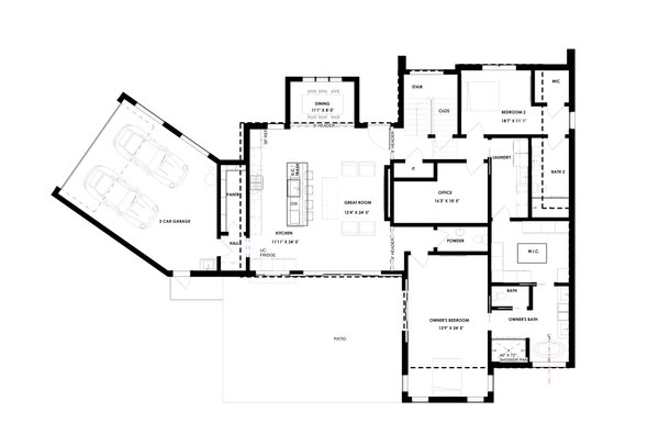 Dream House Plan - Floor Plan - Main Floor for Modern House Plan #1129-32 - 4 bed, 3.5 bath