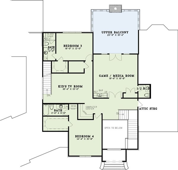 House Design - European Floor Plan - Upper Floor Plan #17-2489