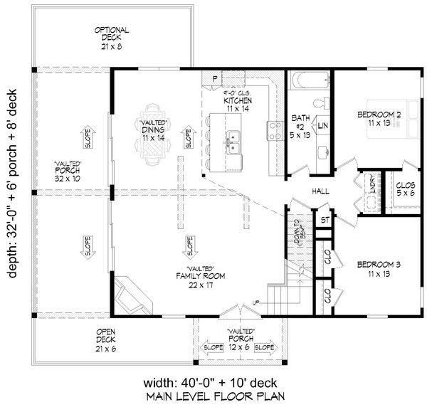 House Blueprint - Country Floor Plan - Main Floor Plan #932-896