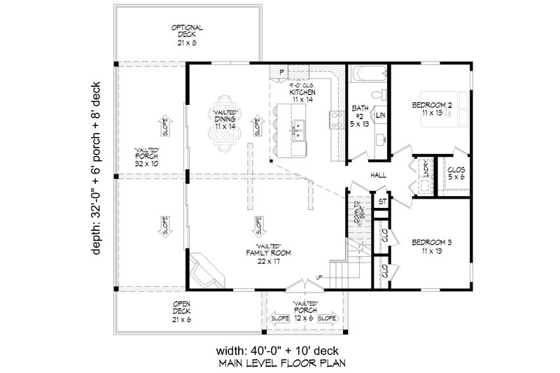 Home Plan - Floor Plan - Main Floor for Country House Plan #932-896 - 3 bed, 2 bath