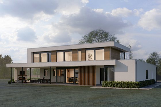 Exterior - Rear Elevation for Contemporary House Plan #1114-91 - 4 bed, 3.5 bath