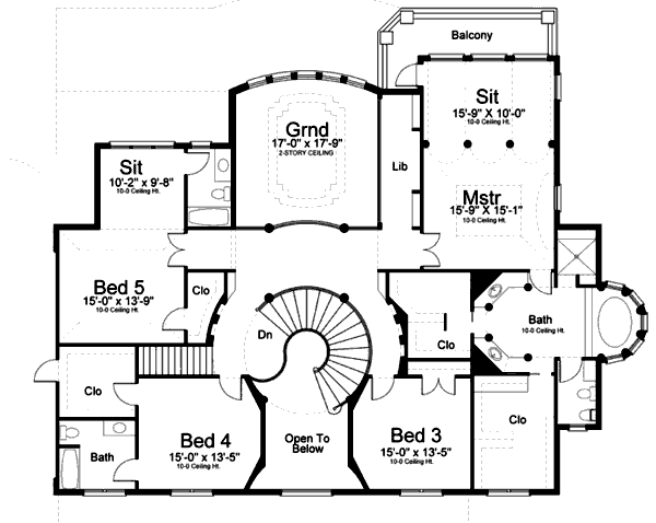 Classical Floor Plan - Upper Floor Plan #119-363