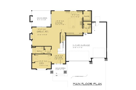 Floor Plan - Main Floor for Contemporary House Plan #1066-63 - 5 bed, 4.5 bath