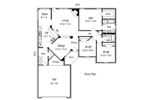 Floor Plan - Main Floor for European House Plan #329-197 - 3 bed, 2 bath