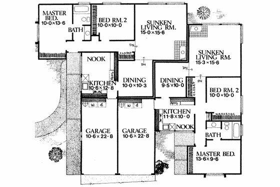 Floor Plan - Main Floor House Plan #303-301 - 2 bed, 1 bath