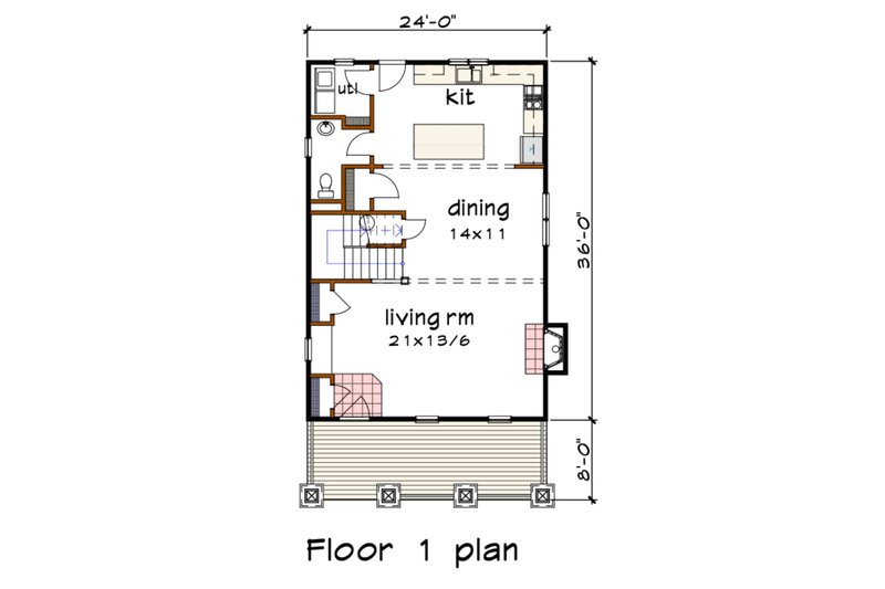 Architectural House Design - Floor Plan - Main Floor for Craftsman House Plan #79-346 - 3 bed, 2.5 bath