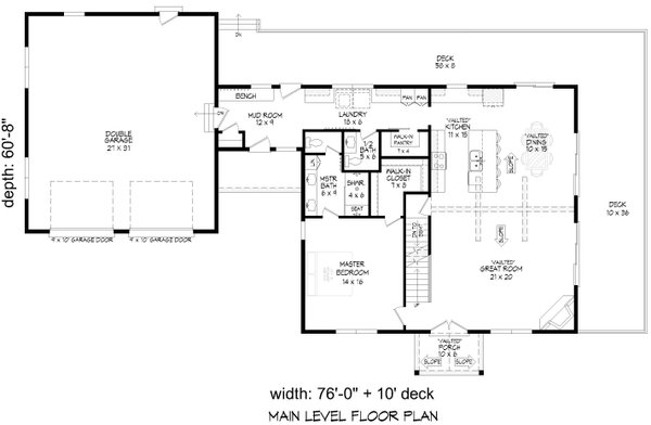 House Plan Design - Floor Plan - Main Floor for Farmhouse House Plan #932-1427 - 3 bed, 2 bath