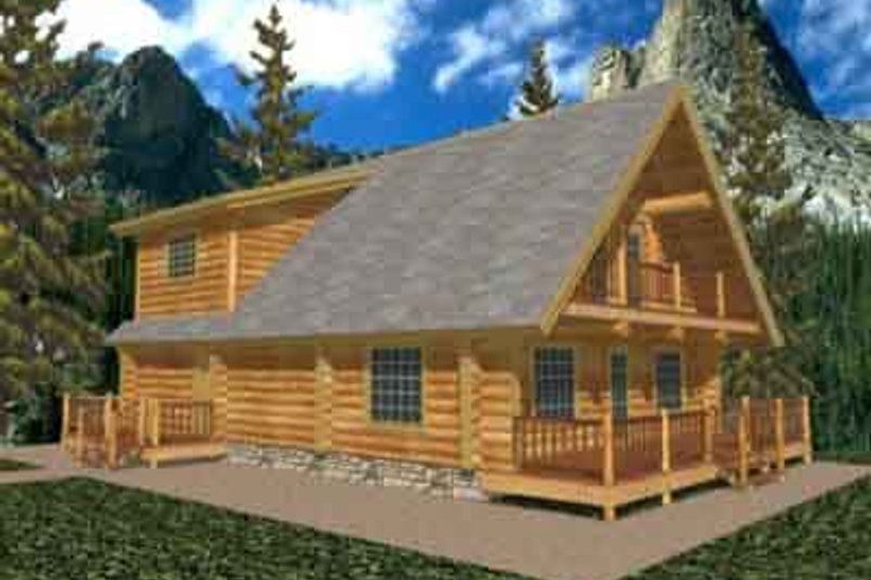 Home Plan - Log Exterior - Front Elevation Plan #117-106