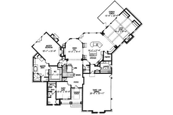 Floor Plan - Main Floor for Traditional House Plan #54-149 - 4 bed, 4 bath