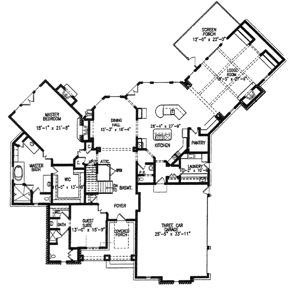 Dream House Plan - Traditional Floor Plan - Main Floor Plan #54-149