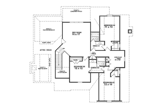 Floor Plan - Upper Floor for Traditional House Plan #81-306 - 4 bed, 3.5 bath