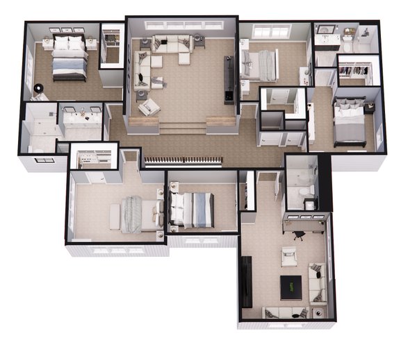 Architectural House Design - Floor Plan - Upper Floor 1 for Farmhouse House Plan #51-1560 - 6 bed, 4.5 bath