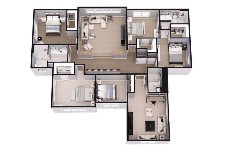 Architectural House Design - Floor Plan - Upper Floor 1 for Farmhouse House Plan #51-1560 - 6 bed, 4.5 bath