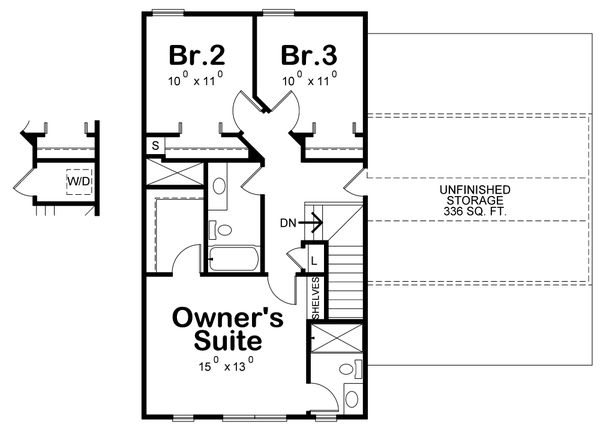 Farmhouse Floor Plan - Upper Floor Plan #20-2410