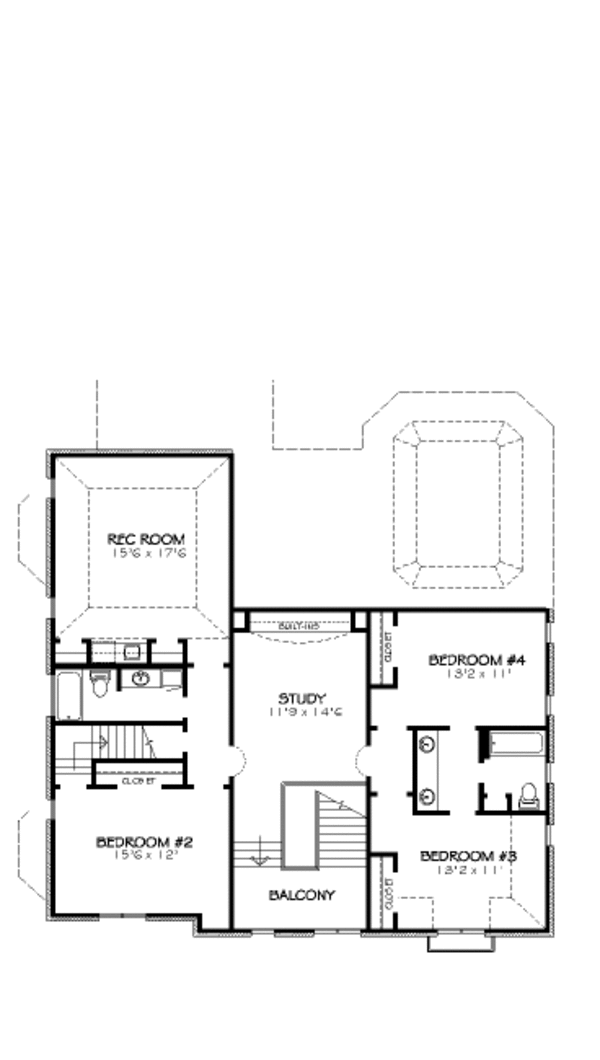 Traditional Floor Plan - Upper Floor Plan #424-292