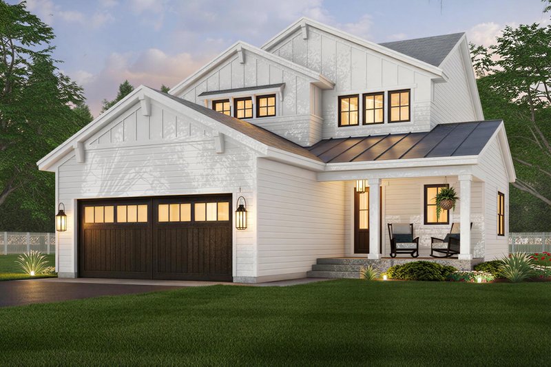 House Blueprint - Farmhouse Exterior - Front Elevation Plan #51-1470