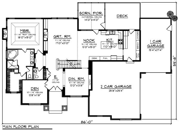 Dream House Plan - Craftsman Floor Plan - Main Floor Plan #70-1252