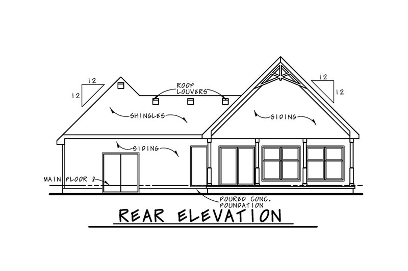 Architectural House Design - Exterior - Rear Elevation for Traditional House Plan #20-2074 - 2 bed, 2.5 bath