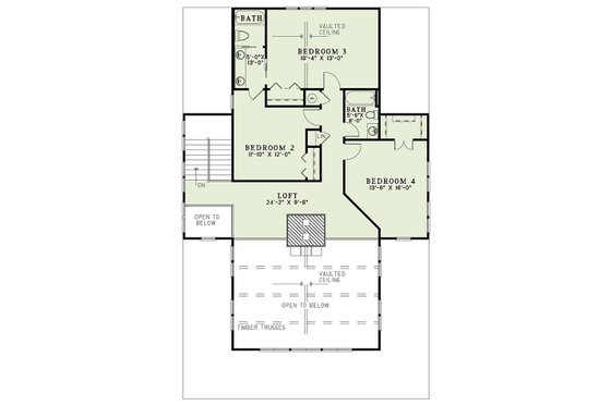 Floor Plan - Upper Floor for Country House Plan #17-3305 - 4 bed, 3 bath
